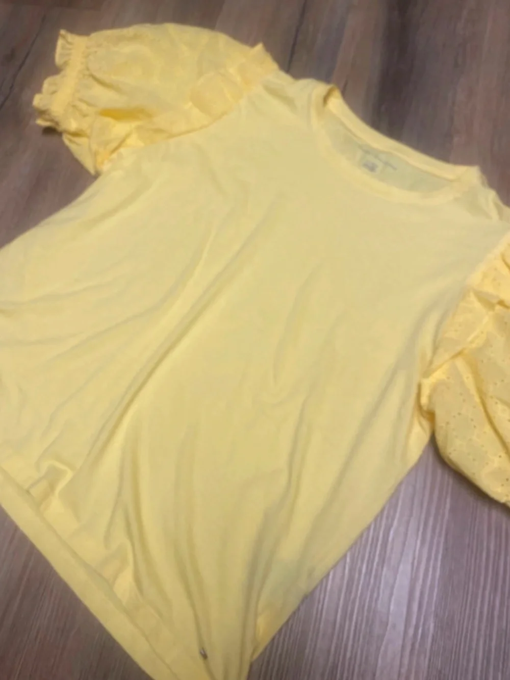 Womens Tommy Hilfiger Yellow Puff Sleeve Top - Casual Cute Tee XL NWOT - Picture 4 of 7